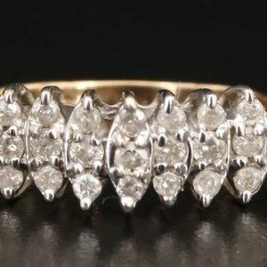 10k Vintage .6 ctw Diamond Cluster Ring